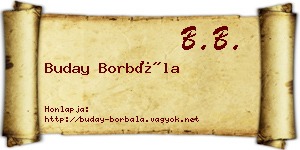 Buday Borbála névjegykártya
